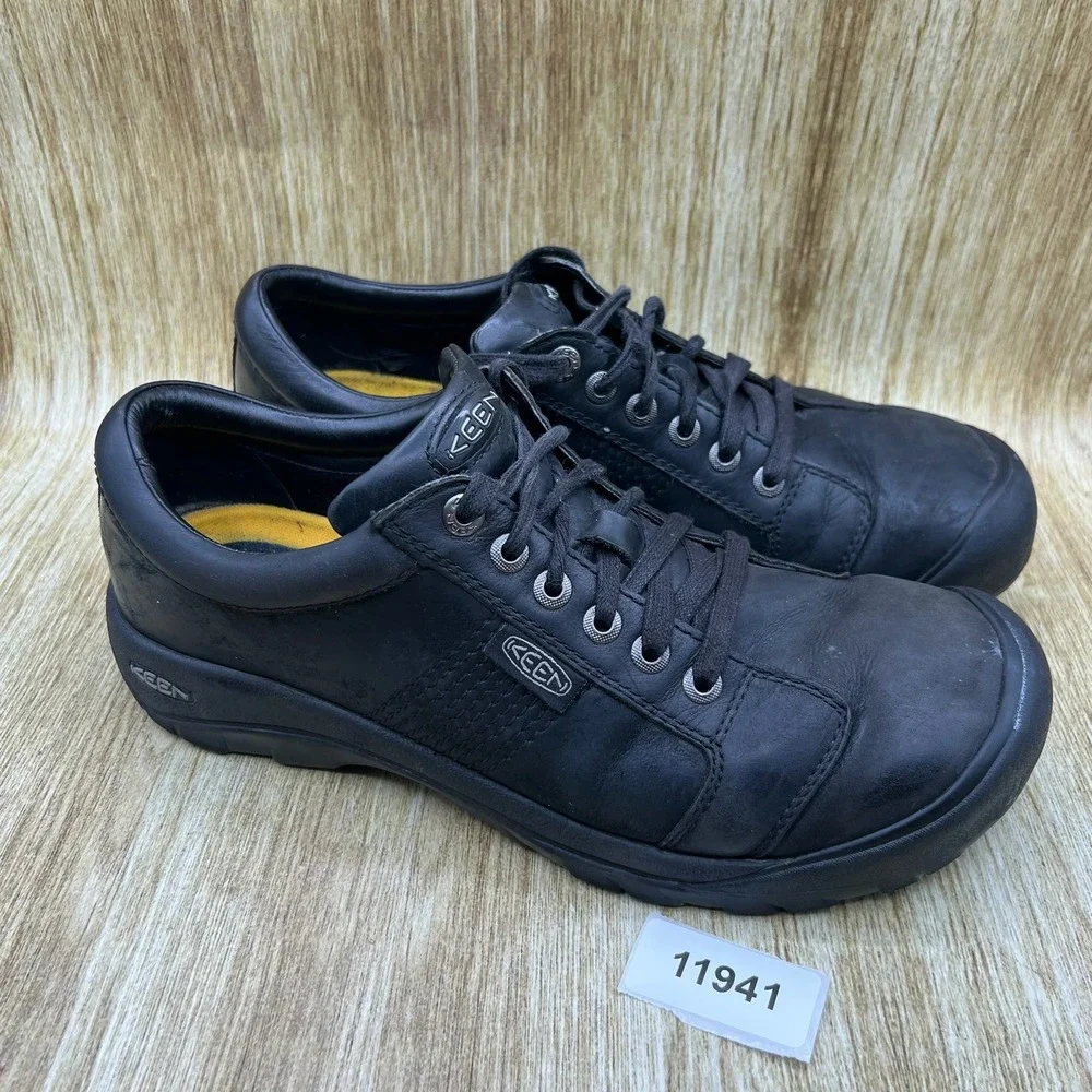 Keen Austin Walking Shoes Men's Size 12 Black Leather Lace Up Casual 1002990